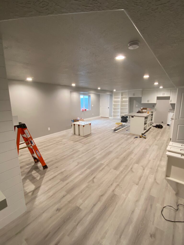 Basement remodel with can lights